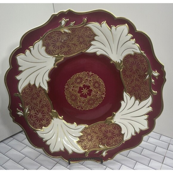 Weimar Katharina Jutta Red/ White Porcelain Cake Stand Made In Germany - Picture 1 of 16